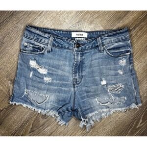 Pistola Women's Mid Rise Cut Off Denim Shorts Lightwash Distressed Sz 27